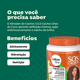 Salon Line - Linha SOS Cachos (Oleo de Coco) - Ativador de Cachos 1 Kg - (SOS Curls (Coconut Oil) Collection - Curl Activator Net 35.27 Oz)
