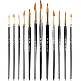 12 Pieces Fine Artist Paint Brushes Fine Detail Brushes Miniature Brush with Black Handles for Acrylic Nail Models Oil Watercolor Painting