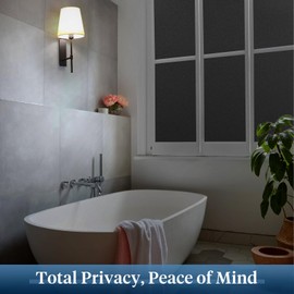 Haton Blackout Window Film, Frosted Privacy Cover for Glass, Sun Light Blocking Black Out Window Tint, Static Cling Room Darkening Heat Control Shades for Home Day and Night, Black 17.5" x 78.7"