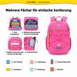 SKYSPER Children's Rucksack Hiking Boys Girls for 3-8 Years Comfortable Hiking Backpack Children, pink