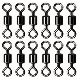 TopHomer 100 Pcs Rolling Fishing Swivels High Strength Black Barrel Swivel Connector Fishing Connectors for Saltwater Freshwater Sea Fishing