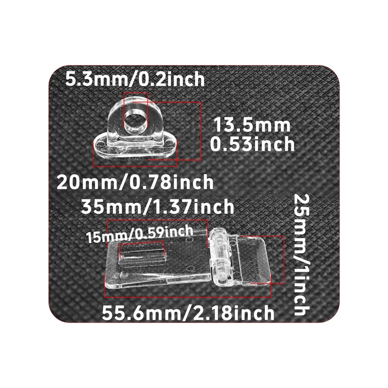 bociloy 12 Sets 55x25mm Mini Hinge Hasp, Clear Acrylic Hasp
