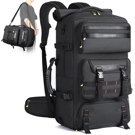 Travel Backpack for Men - 50L Convertible Duffle Bag with Shoe Compartment, Carry On Laptop Backpack with USB Charging Port, Water Resistant Hiking Backpack Gym Daypack, Black