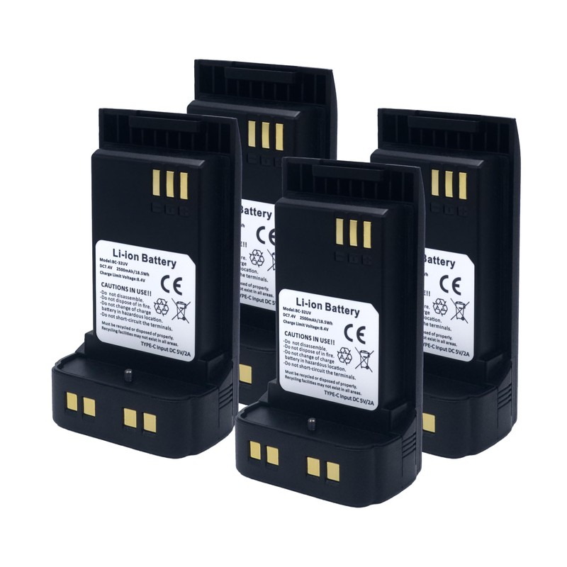 4Pack UV32 Batteries 2500mAh Compatible for Baofeng UV-32 Extended Battery