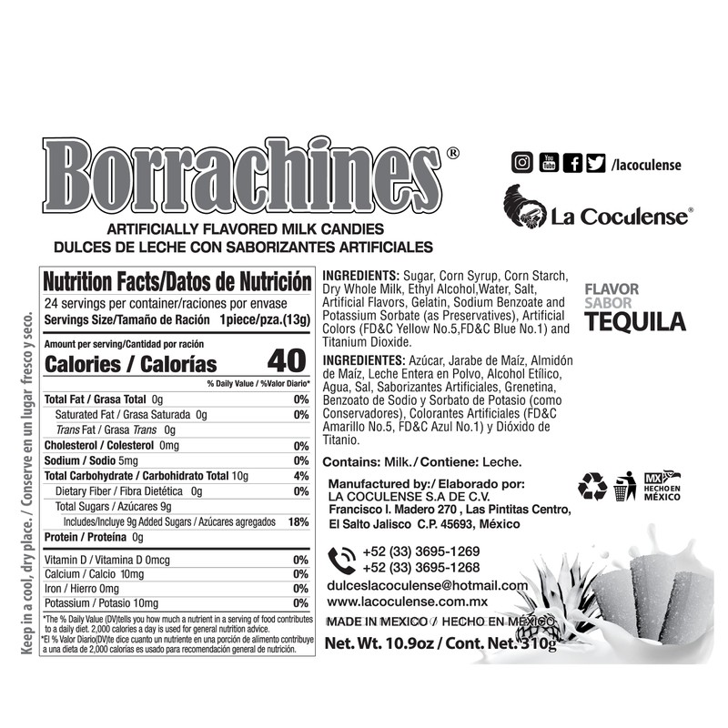 La Coculense - Borrachines - Tequila Flavored Milk Candies -