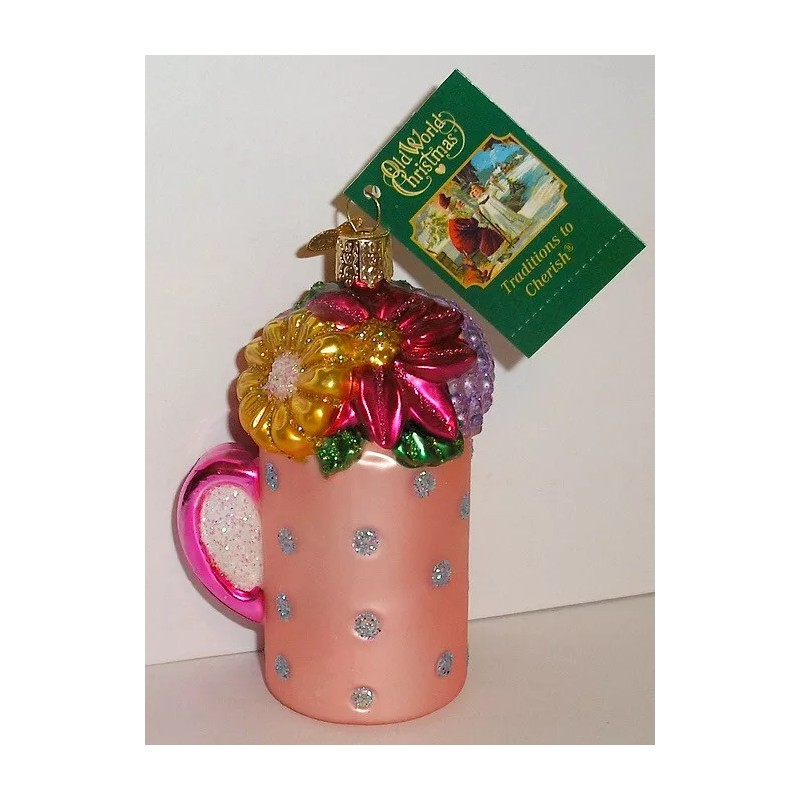 OLD WORLD CHRISTMAS - BEST MOM MUG WITH FLOWERS -
