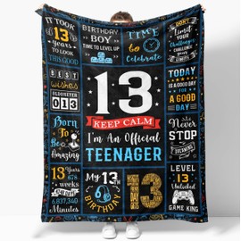 JOSOSO 13th Birthday Gifts for Boys Blanket 50”X60”, Gifts for 13 Year Old Boys, Cool Funny 13th Birthday Gift for Game Teen Boy, Born in 2012 Throw