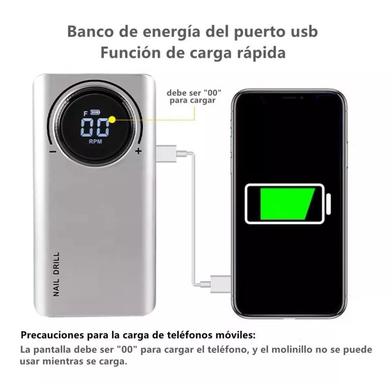 Delanie Pulidor Recargable De 35000 Rpm Gris Para Uñas