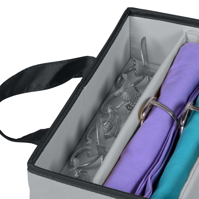 Flatware Storage Case - Durable 5 Compartment Silverware Storage Container