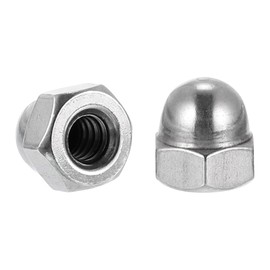uxcell #10-24 Acorn Cap Nuts, 10Pcs Carbon Steel Dome Cap Head Acorn Nut Hardware Nuts for Bolt Cover Nickel Plating, Silvery
