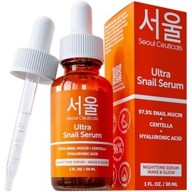 SeoulCeuticals Korean Skin Care Snail Mucin Serum - Korean Beauty Skincare Night Serum for Face - Contains Potent 97.5 K Beauty Snail  Hyaluronic...  