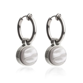 Clip Ohrringe mit Anhänger • Silber Ohrclips aus Edelstahl • mit Charm in grau zum Wechseln • nachhaltig & handgemacht • MIX AND MATCH • Ø 14 mm