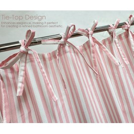 Pink Striped Shower Curtain Hookless Linen Blend Washable for Bathrooms Bedrooms Classrooms Offices and More Standard 72X72 Inches