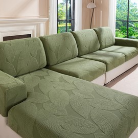 QIANMEW Couch Covers for Sectional Sofa, Washable Stretch Soft Sofa Cushion Covers L Shape Sofa Slipcovers Anti Slip Furniture Decor Protector for Pets (1PC Back Couch Cover,Green)