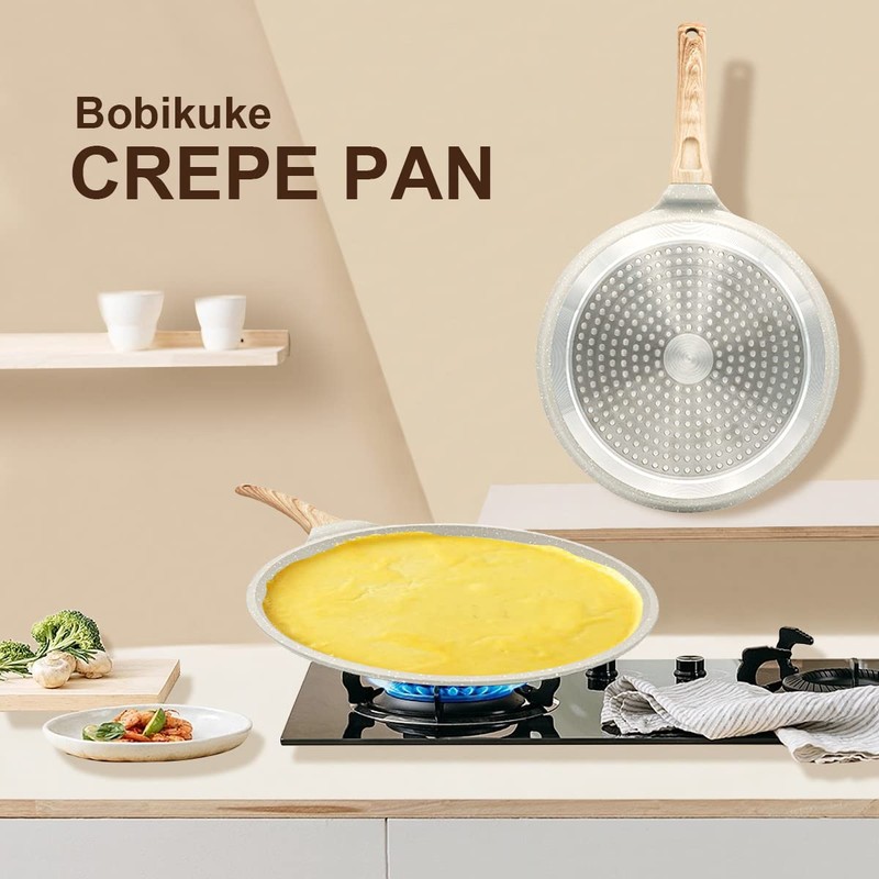 Bobikuke 8 inch Crepe Pan, Nonstick Pan for Crepes Omelette