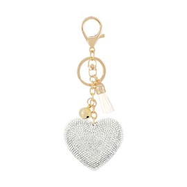 NICIFOAM Women Heart Fashion Keychain Cute Shiny Rhinestone Butterfly Women Pendant Key Ring for Purse Handbags Silver
