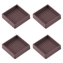 Keadic Non-Slip Rubber Caster Cups Assortment Set, Round and Square Anti Slide Leg Coasters Floor Protector Furniture Pads for Piano Sofa Bed Chair Couch Stoppers (2 * 2 Inches, Square-Brown)