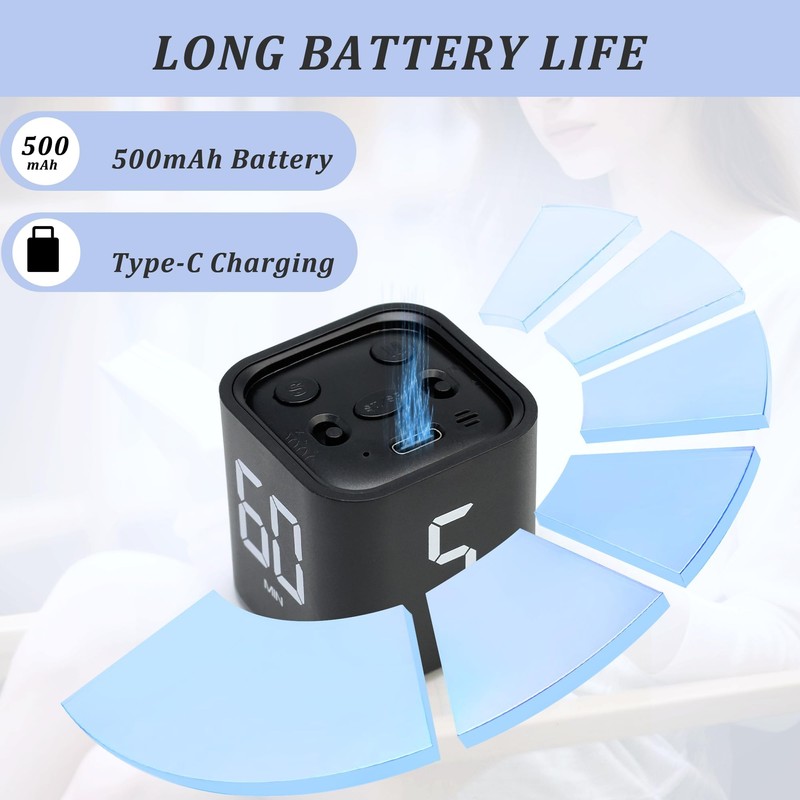 Productivity Timer Flip Gravity Sensor Cube Timer Countdown & Countup,Mute