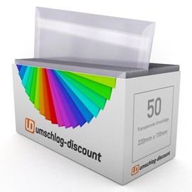 umschlag-discount – transparente Briefumschläge aus Pergamin-Papier für Infoschreiben, Gutscheine, Einladungen & Co – 50 Stück selbstklebende Briefkuverts mit den Maßen 220 x 110 mm (DIN lang)