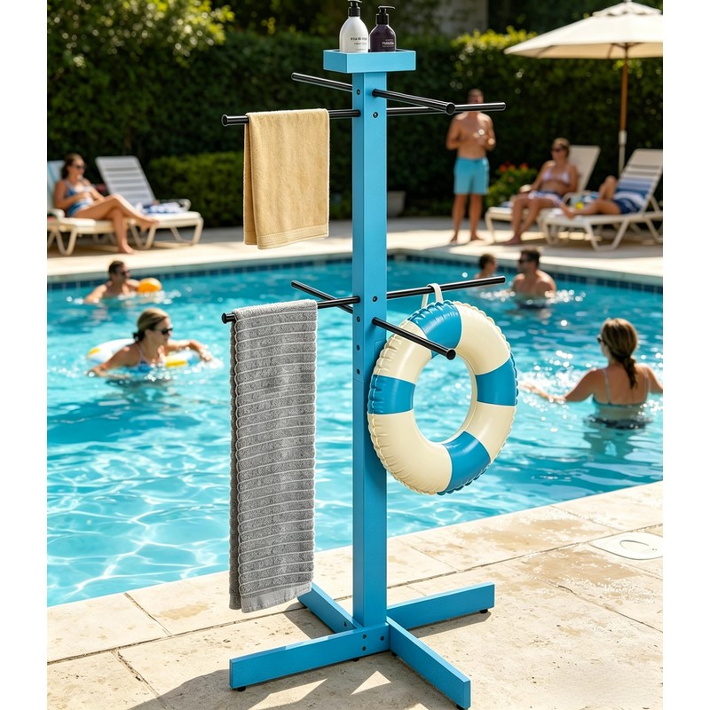 Usluole Pool Towel Rack Outdoor for Spa,Beach,Hot Tub, 4 Adjustable