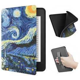 ERUNTO Case for 6.8 inch Kindle Paperwhite (11th Generation in 2022), Fabric Texture and Back Hand Strap, Magnetic Case with Smart Wake/Sleep Function (Starry Sky)