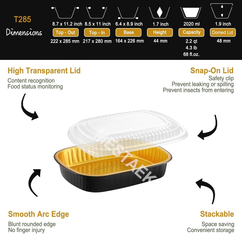 MESTAEK Oval Aluminum Foil Pans with Snap-On Lids (5 Pack)
