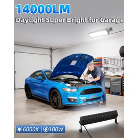 4 Pack LED Shop Lights, 100W 14000LM 6000K Plug in Garage Light with 6FT Power Cord, IP66 Waterproof Work Bench Shop Lights for Garage, Workshop, Warehouse, Outdoor, Yard, Garden