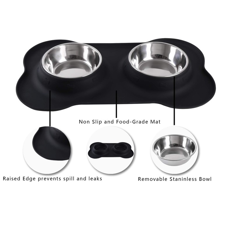 Hubulk Pet Dog Bowls 2 Stainless Steel Dog Bowl with