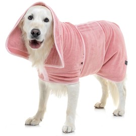 Lucky Pooch Dog Robe - Luxurious Dog Bathrobe - Ultra Absorbent Dries Your Dogs in Minutes! Double-Layer, Super Soft Towel and Bath Robe All in One (S, Dusty Pink)