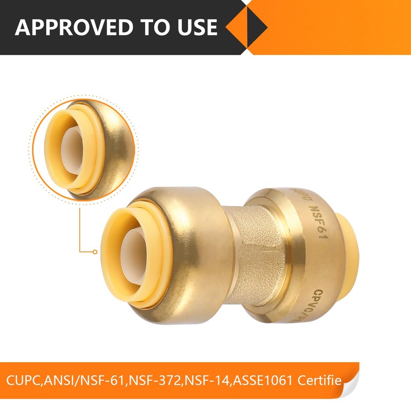 10-Pack HeSun Pushfit 90 Degree Elbow, 1/2"x1/2" Push to Connect
