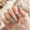 Mint Choco Gyaru Leopard Handmade Nail Tips - Oval L