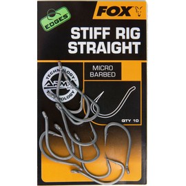 Fox Edges Armapoint Stiff Rig Straight Hooks - 10 Carp Hooks, Fishing Hooks for Carp Fishing, Hooks for Carp, Boilie Hooks, Size: 8