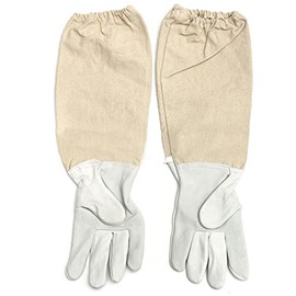Goatskin Leather Beekeeper Gloves Long Sleeve Elastic Cuff Breathable Comfortable Bee Proof Beekeeping Supply for Beginner Beekeeper Hand Protected (XL)