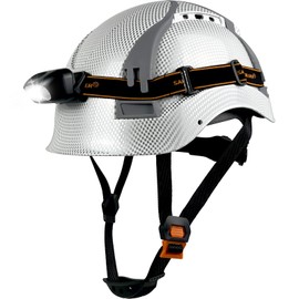 SAFEBUILDER H1X Construction Safety Helmet with Headlight Hard Hat Headlamp Adjustable Ventilation Hardhats Certificate ANSI/ISEA Z89.1 (H1X BG+05L Light)