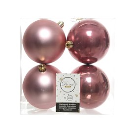 PERAGASHOP Shatterproof Velvet Pink Bauble 10cm Pack of 4 - Christmas