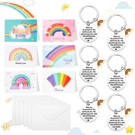 Herdear Thank You Gifts for Teacher Leaving Gifts for Colleagues Christmas Thank You Keyring May You Be Proud of the Work You Do Keychain Rainbow Thank You Card for Nurse Coworker Women Thanksgiving