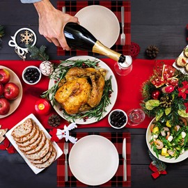 Christmas Place Mats, dellyy Placemats, Red, Set of 4, Washable Place Mats, Linen, Place Mats Grid, Christmas Decorative Placemats, Machine Washable