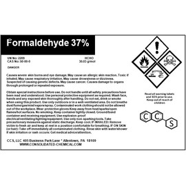 CCS CONSOLIDATED CHEMICAL & SOLVENTS CCS CONSOLIDATED CHEMICAL & SOLVENTS Formaldehyde 37% High Purity 100ml (3.3 Fl Oz)