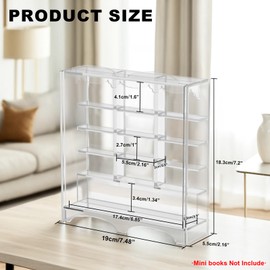 Acrylic Anxiety Bookshelf Get rid of Your Anxiety, Miniature Book Display Cabinet, Portable Bookshelf, Stress-Relieving Gifts for Family and Friends, Home Office Desk (MiniBook Not Include) (Clear)