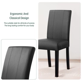 CHUN YI Dining Chairs Set of 2, Faux Leather Dining Room Chairs, High Back Upholstered Parsons Chairs for Dining Room Kitchen Side Chair with Sturdy Wood Legs, Grey