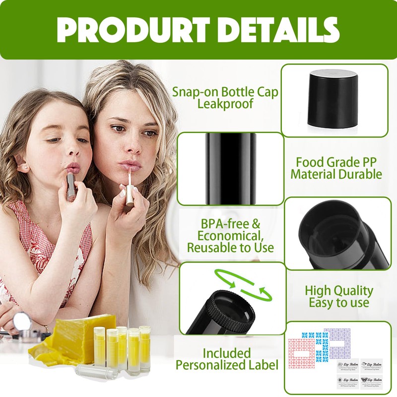 100 Pack Lip Balm Tubes with Filling Tray,Spatula & Stickers