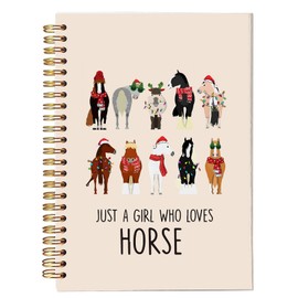 bitCNY Just a Girl Who Loves Horses Notebook – Cute Holiday Horse Journal with Christmas Outfits, 8.3x5.5 Inches Gift for Girls and Equestrians 406