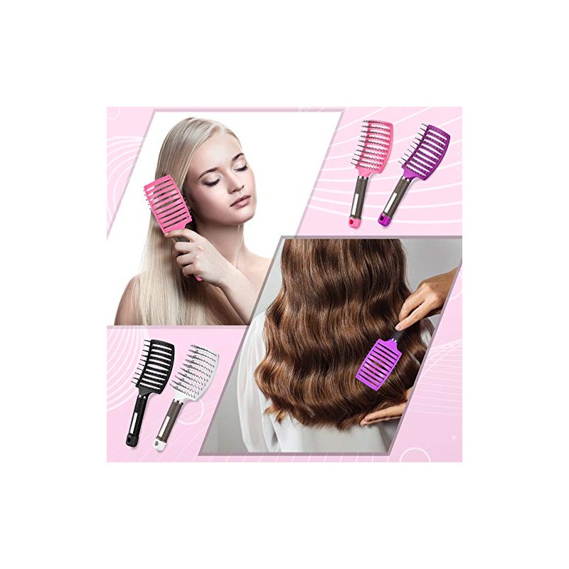 Patelai 4 Cepillos Desenredantes para Masaje de Cabello Cepillos Curvados
