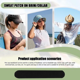 Hat Sweat Liner for Cap, 50pcs Black Absorbent Hat Liners for Caps, Hat Sweat Protector, Cap Liners for Baseball Caps