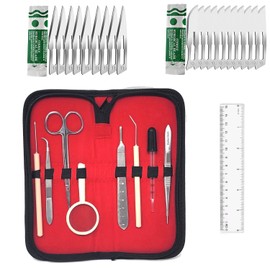 A2Z Scilab - Budget Dissection Kit for High School & College Dissections - 30 PC Kit With Glass Dropper & Magnifying Glass in a Zippered Case - Stainless Steel Instruments with FREE Scalpel Blades