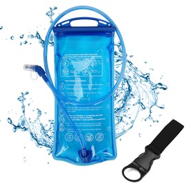 CLKE PE 2L Hydration Bladder, Double-Sealed Hydration Bladder, BPA Free Hiking Hydration Pack, Leak Proof Hydration Bladder with Insulated Tube for Cycling Hiking Camping Biking (Blue)