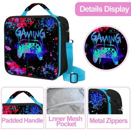 WOBAGMEN Insulated Lunch Box Container for School, Work (blue youxi)