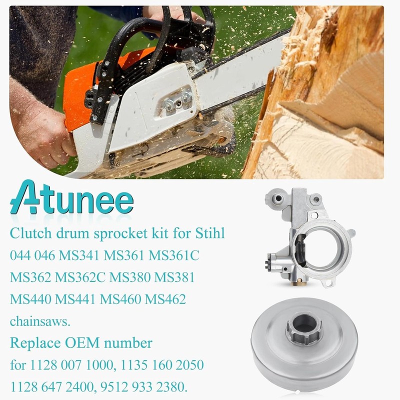 Atunee 3/8"-7T Clutch Drum Sprocket Rim Oil Pump Kit for