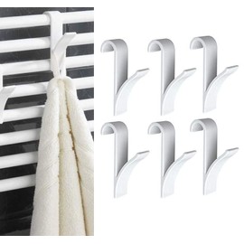 MUYAPAY Pack of 8 Bathroom Radiators, Towel Rails, Hooks for Towel Radiators, Electric Towel Rail, Clothes Airer Accessories for Hanging Towels, Bath Towels (White)