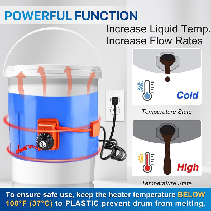 UPGRADED Blue 55 Gallon Drum Heater with Twist Temperature Control,